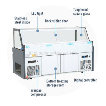 Deli Display Case Counter dengan penyimpanan freezer